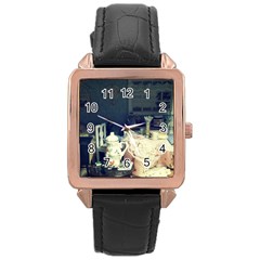 Abandonded Dollhouse Rose Gold Leather Watch  by snowwhitegirl