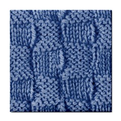 Knitted Wool Square Blue Tile Coasters by snowwhitegirl