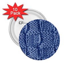 Knitted Wool Square Blue 2 25  Buttons (10 Pack)  by snowwhitegirl