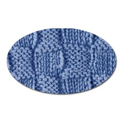 Knitted Wool Square Blue Oval Magnet by snowwhitegirl