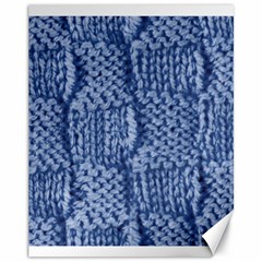 Knitted Wool Square Blue Canvas 11  X 14   by snowwhitegirl