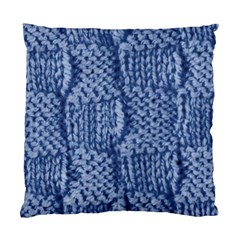 Knitted Wool Square Blue Standard Cushion Case (one Side)