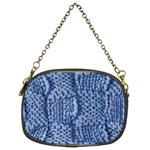 Knitted Wool Square Blue Chain Purses (Two Sides)  Front