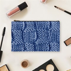 Knitted Wool Square Blue Cosmetic Bag (medium) 