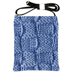 Knitted Wool Square Blue Shoulder Sling Bags by snowwhitegirl