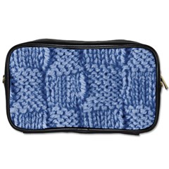 Knitted Wool Square Blue Toiletries Bags 2-side by snowwhitegirl