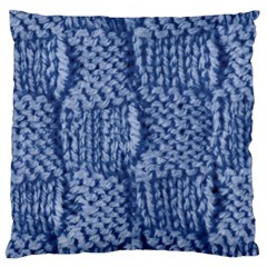 Knitted Wool Square Blue Large Cushion Case (two Sides) by snowwhitegirl