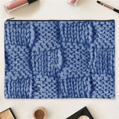 Knitted Wool Square Blue Cosmetic Bag (xxxl)  by snowwhitegirl