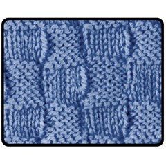 Knitted Wool Square Blue Double Sided Fleece Blanket (medium)  by snowwhitegirl