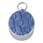 Knitted Wool Square Blue Mini Silver Compasses Front