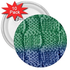 Knitted Wool Square Blue Green 3  Buttons (10 Pack)  by snowwhitegirl