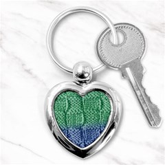 Knitted Wool Square Blue Green Key Chains (heart)  by snowwhitegirl