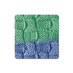 Knitted Wool Square Blue Green Square Magnet by snowwhitegirl