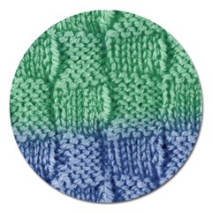 Knitted Wool Square Blue Green Magnet 5  (round) by snowwhitegirl