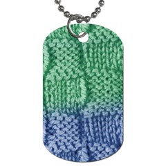 Knitted Wool Square Blue Green Dog Tag (two Sides) by snowwhitegirl