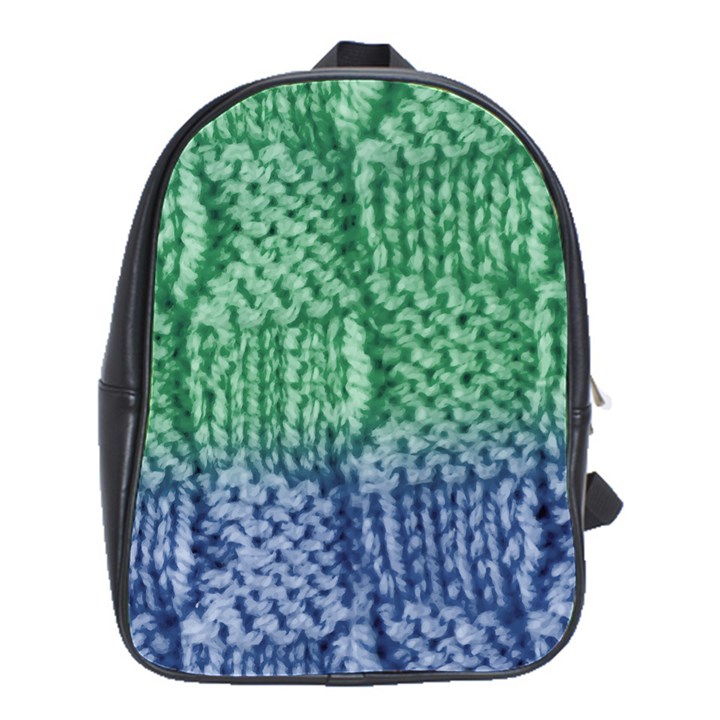 Knitted Wool Square Blue Green School Bag (Large)