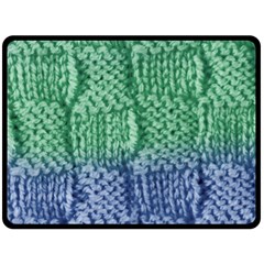 Knitted Wool Square Blue Green Fleece Blanket (large)  by snowwhitegirl