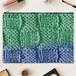 Knitted Wool Square Blue Green Cosmetic Bag (XXXL)  Front