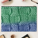 Knitted Wool Square Blue Green Cosmetic Bag (XXXL)  Back