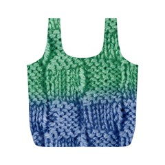 Knitted Wool Square Blue Green Full Print Recycle Bags (m)  by snowwhitegirl