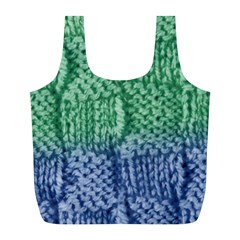 Knitted Wool Square Blue Green Full Print Recycle Bags (l)  by snowwhitegirl