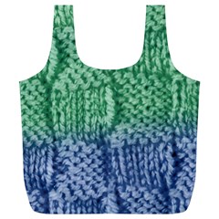 Knitted Wool Square Blue Green Full Print Recycle Bags (l)  by snowwhitegirl