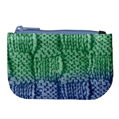 Knitted Wool Square Blue Green Large Coin Purse by snowwhitegirl