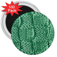 Knitted Wool Square Green 3  Magnets (100 Pack) by snowwhitegirl