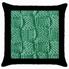 Knitted Wool Square Green Throw Pillow Case (black) by snowwhitegirl