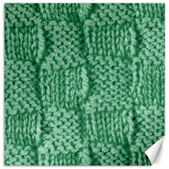 Knitted Wool Square Green Canvas 12  X 12  