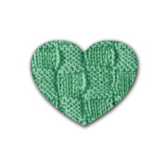 Knitted Wool Square Green Heart Coaster (4 Pack)  by snowwhitegirl