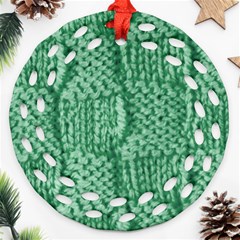 Knitted Wool Square Green Ornament (round Filigree) by snowwhitegirl