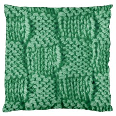 Knitted Wool Square Green Large Cushion Case (two Sides)