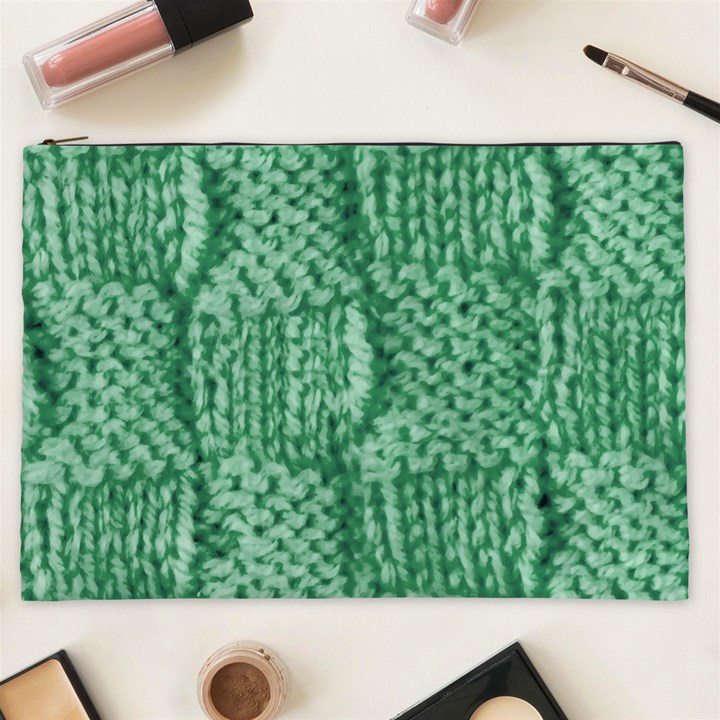 Knitted Wool Square Green Cosmetic Bag (XXL) 