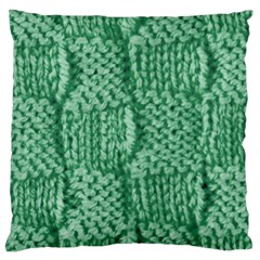 Knitted Wool Square Green Large Flano Cushion Case (two Sides) by snowwhitegirl