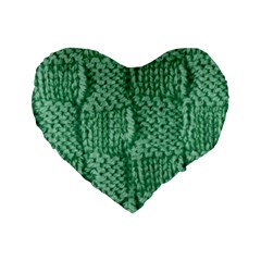 Knitted Wool Square Green Standard 16  Premium Flano Heart Shape Cushions by snowwhitegirl