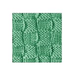 Knitted Wool Square Green Satin Bandana Scarf Front