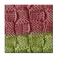 Knitted Wool Square Pink Green Tile Coasters by snowwhitegirl