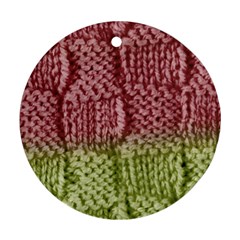 Knitted Wool Square Pink Green Ornament (round) by snowwhitegirl