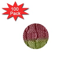 Knitted Wool Square Pink Green 1  Mini Buttons (100 Pack)  by snowwhitegirl