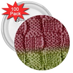 Knitted Wool Square Pink Green 3  Buttons (100 Pack)  by snowwhitegirl