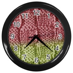 Knitted Wool Square Pink Green Wall Clocks (black) by snowwhitegirl