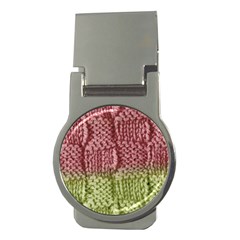 Knitted Wool Square Pink Green Money Clips (round)  by snowwhitegirl