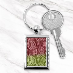 Knitted Wool Square Pink Green Key Chains (rectangle)  by snowwhitegirl