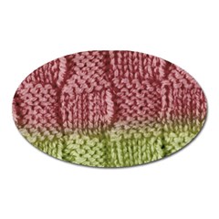 Knitted Wool Square Pink Green Oval Magnet by snowwhitegirl