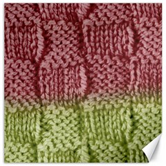 Knitted Wool Square Pink Green Canvas 16  X 16   by snowwhitegirl