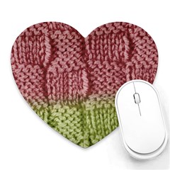 Knitted Wool Square Pink Green Heart Mousepads by snowwhitegirl