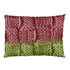 Knitted Wool Square Pink Green Pillow Case by snowwhitegirl