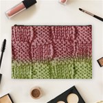 Knitted Wool Square Pink Green Cosmetic Bag (Large)  Front