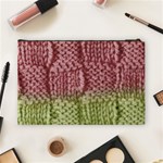 Knitted Wool Square Pink Green Cosmetic Bag (Large)  Back